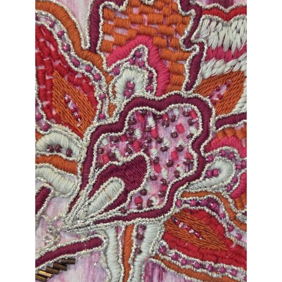 Soft Surroundings Altea Pink Chevron 3/4 Sleeve Embroidered Beaded Tunic | L GUC - Picture 8 of 13